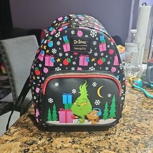 Loungefly Dr. Seuss Grinch Backpack - Black and Pink